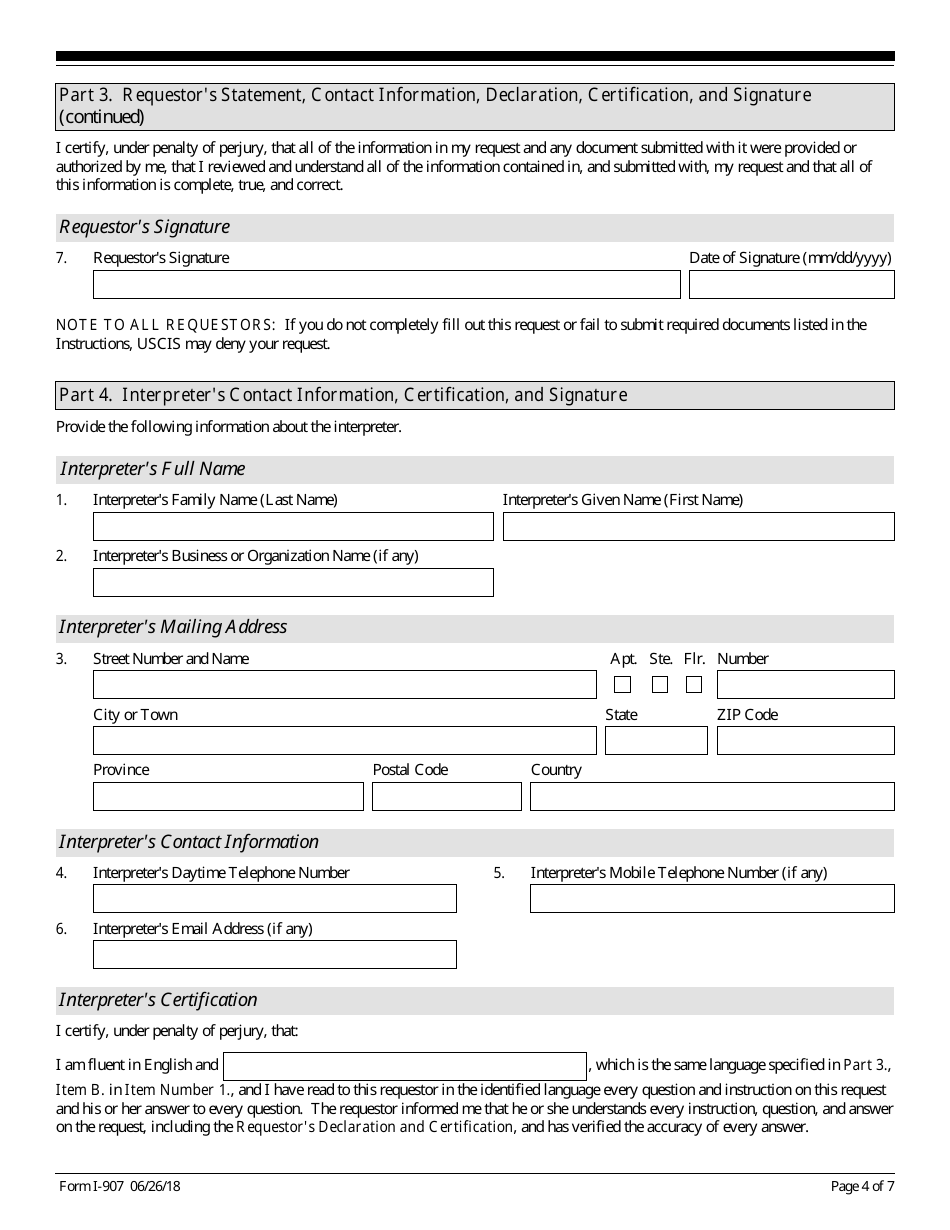 USCIS Form I-907 Request for Premium Processing Service, Page 4