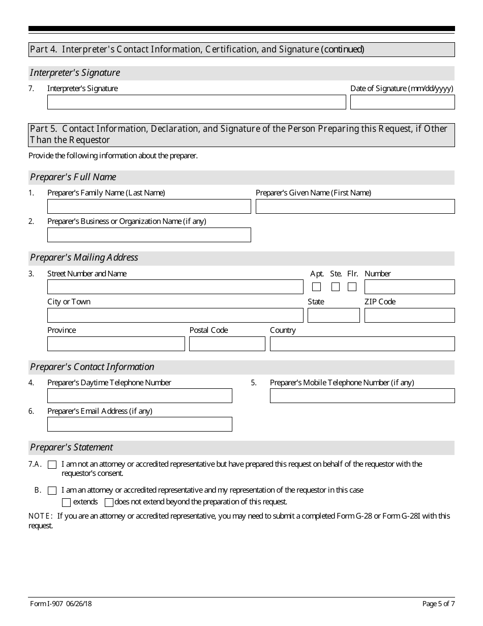 USCIS Form I-907 Request for Premium Processing Service, Page 5
