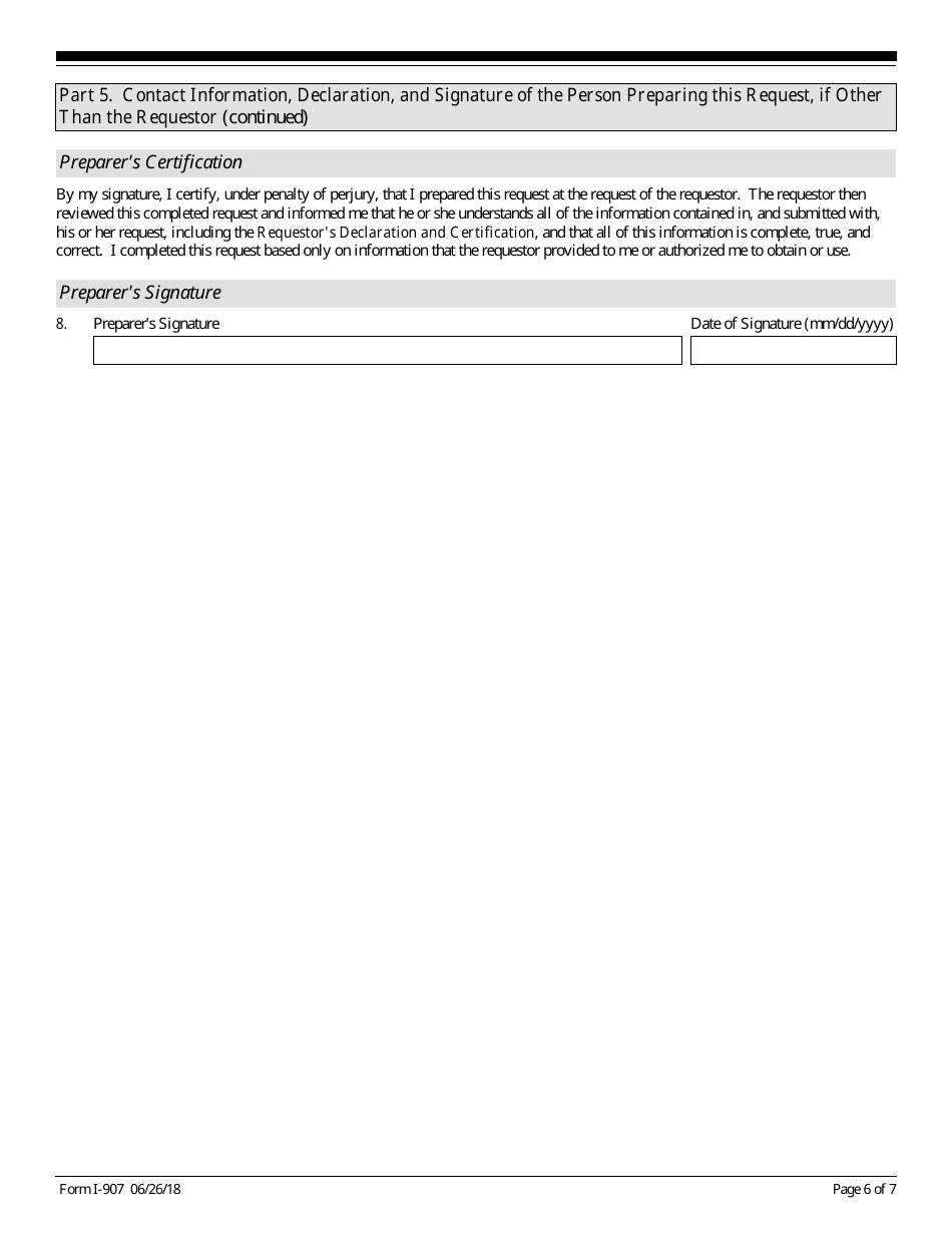 USCIS Form I-907 Request for Premium Processing Service, Page 6