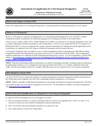 Document preview: Instructions for USCIS Form I-910 Application for Civil Surgeon Designation