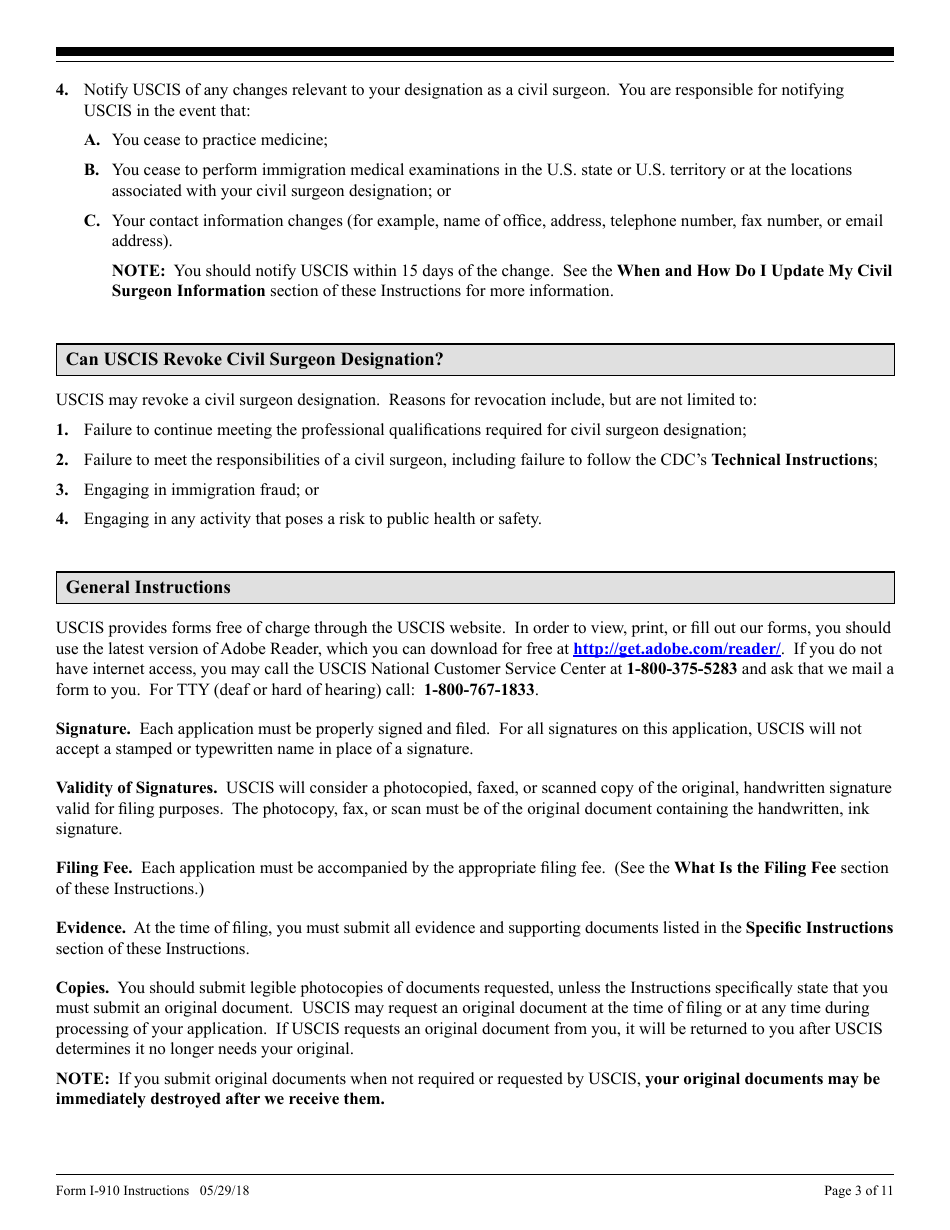Instructions for USCIS Form I-910 Application for Civil Surgeon Designation, Page 3