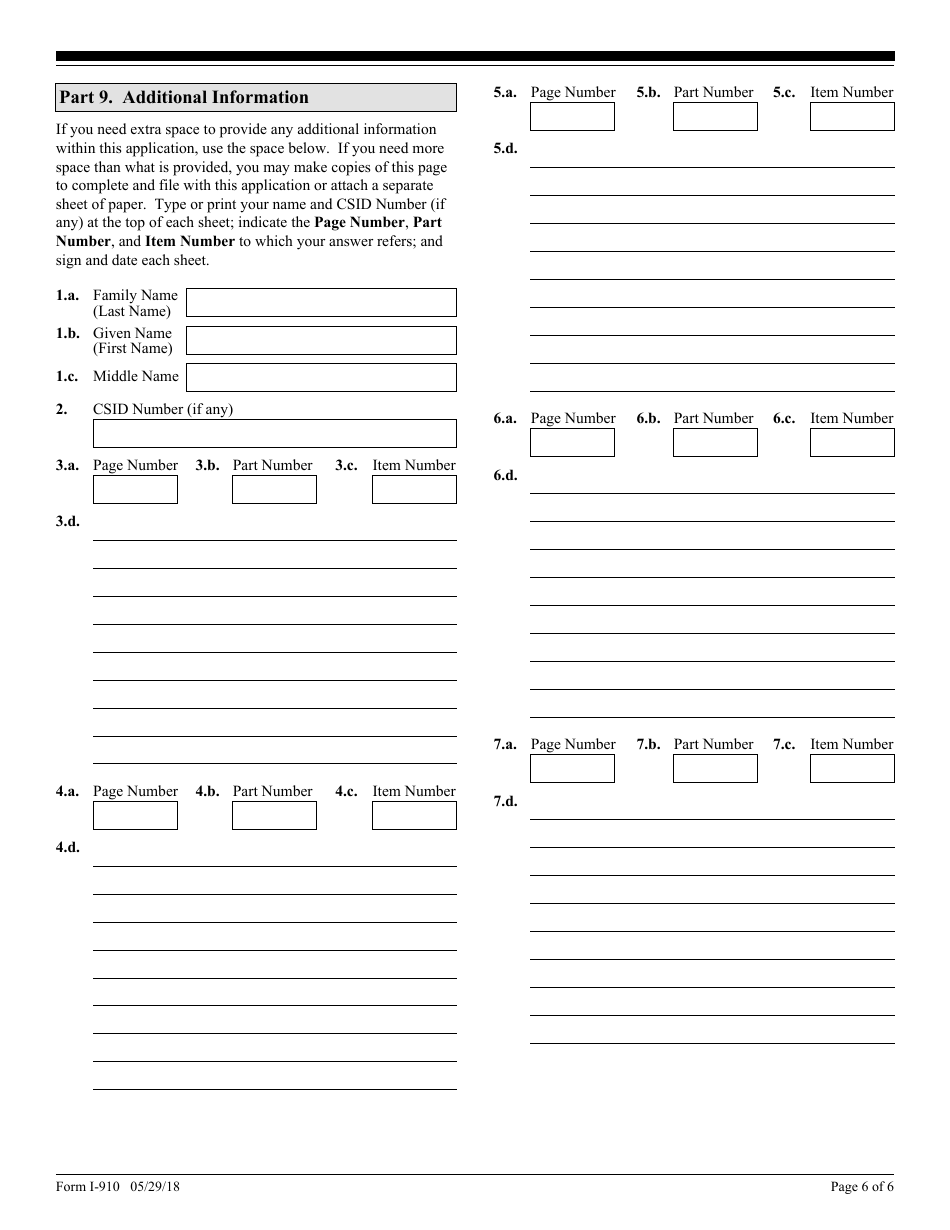 USCIS Form I-910 Application for Civil Surgeon Designation, Page 6