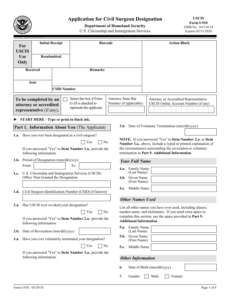 Uscis Form I-910 - Fill Out, Sign Online And Download Fillable Pdf 