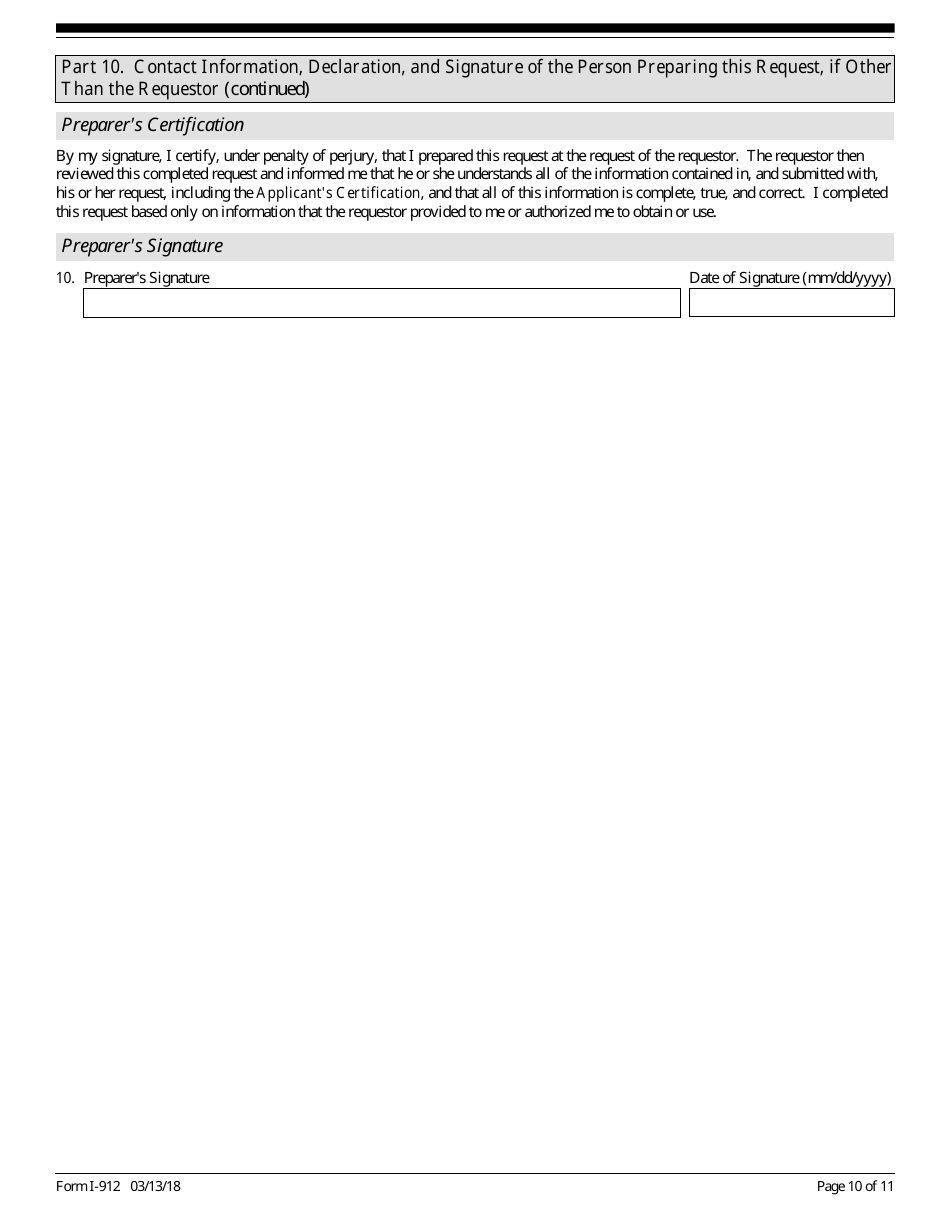 USCIS Form I-912 Request for Fee Waiver, Page 10