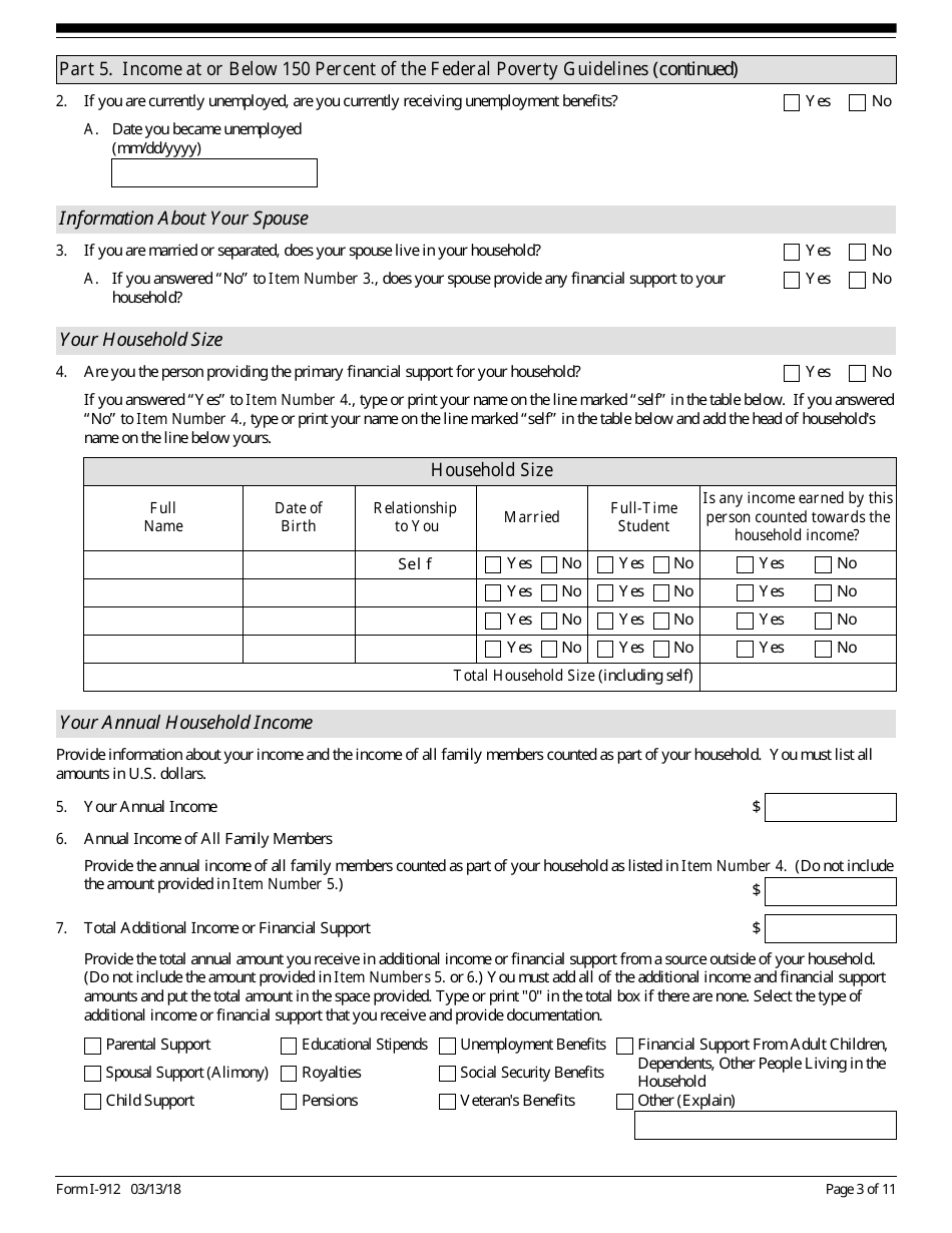 USCIS Form I-912 - Fill Out, Sign Online And Download Fillable PDF ...