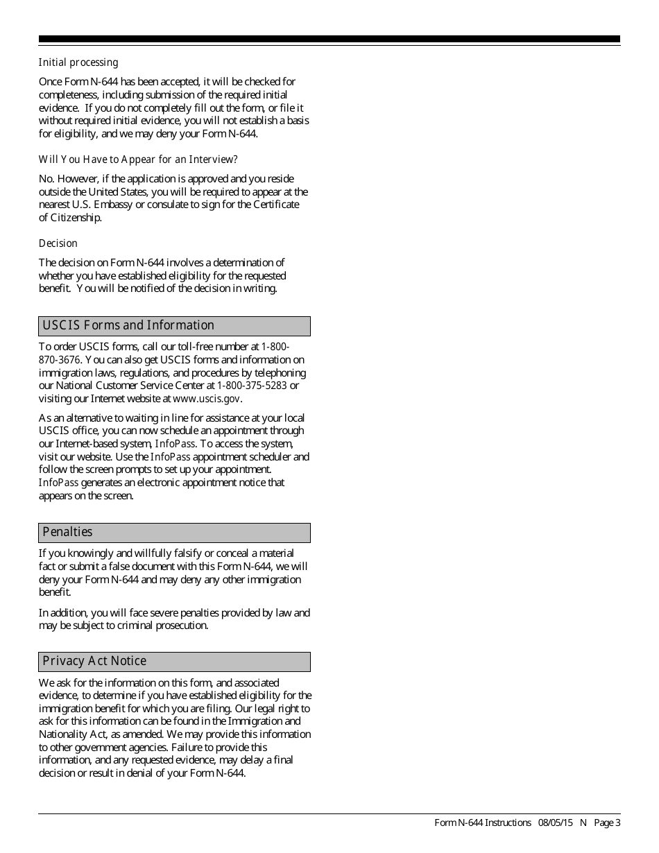 Instructions for USCIS Form N-644 Application for Posthumous Citizenship, Page 3