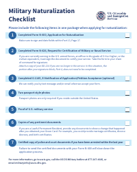 Document preview: Military Naturalization Checklist