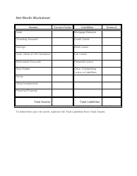 Document preview: Net Worth Worksheet Template