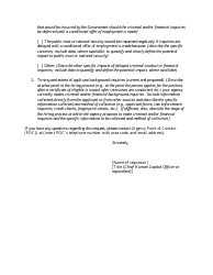 Criminal Conduct and/or Financial Inquiries Request Letter Template, Page 2