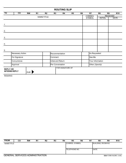 GSA Form 14  Printable Pdf