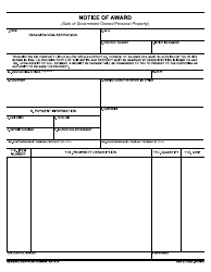 Document preview: GSA Form 27 Notice of Award (Sale of Government Owned Personal Property)