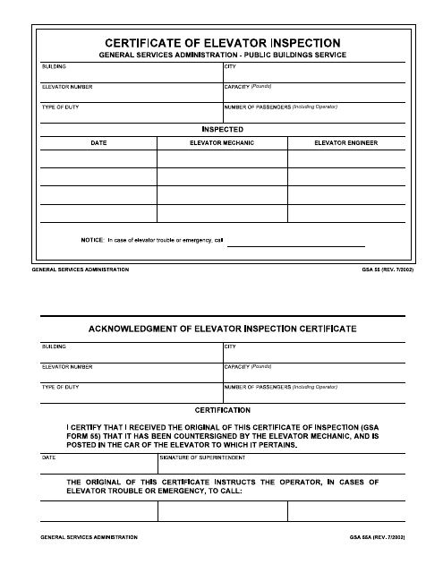 GSA Form 55 Printable Pdf