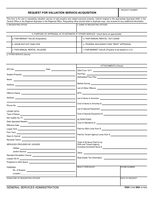 GSA Form 66A  Printable Pdf