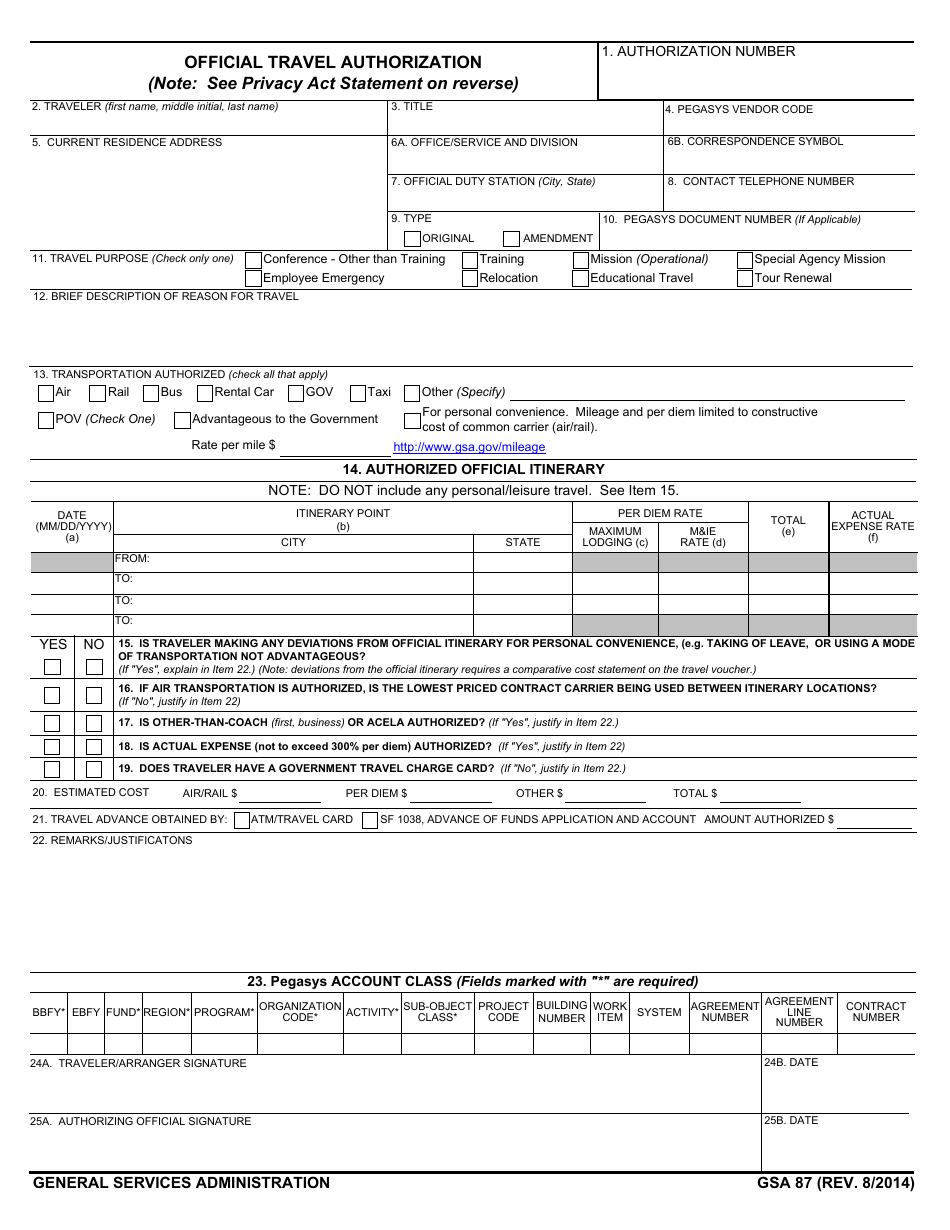 GSA Form 87 - Fill Out, Sign Online and Download Fillable PDF ...