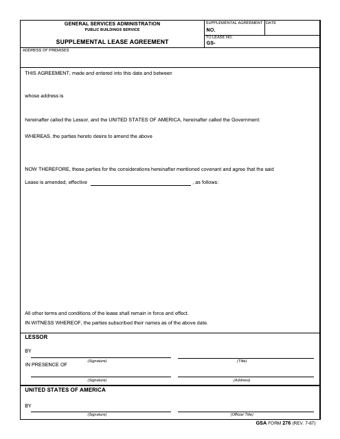 GSA Form 276  Printable Pdf