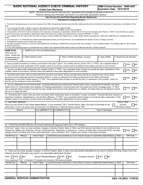 GSA Form 176  Printable Pdf