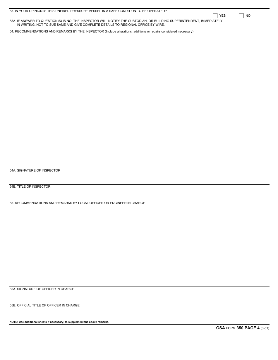GSA Form 350 Inspection Report of Unfired Pressure Vessels, Page 4