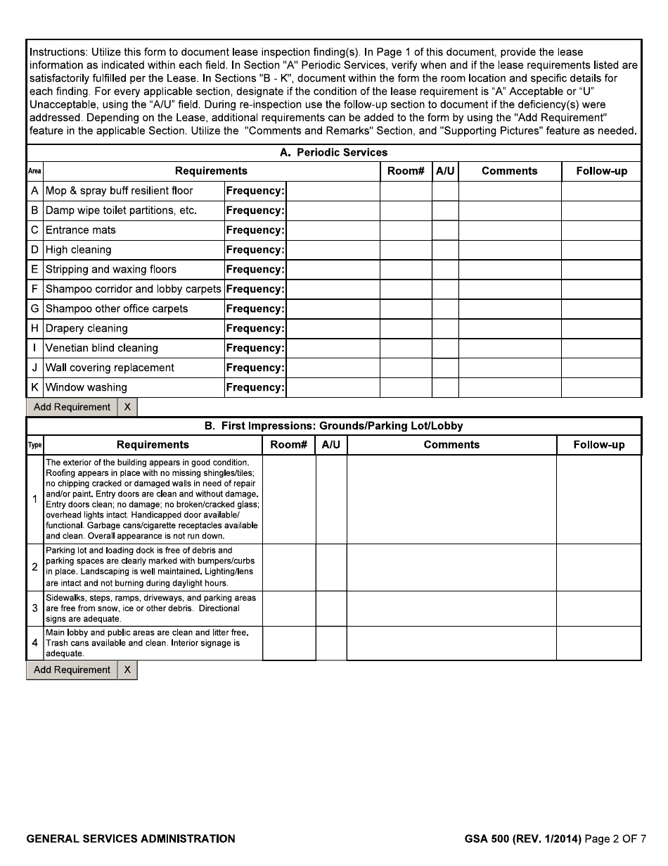 GSA Form 500 - Fill Out, Sign Online and Download Fillable PDF ...