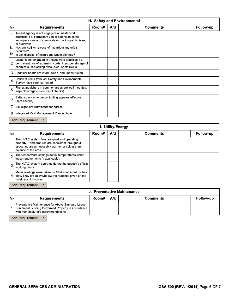 GSA Form 500 Lease Inspection Form, Page 5