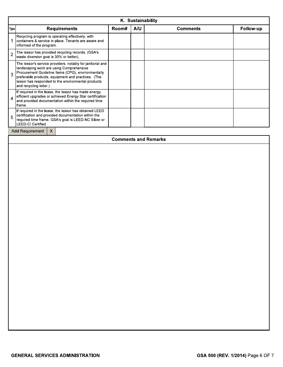 GSA Form 500 Lease Inspection Form, Page 6