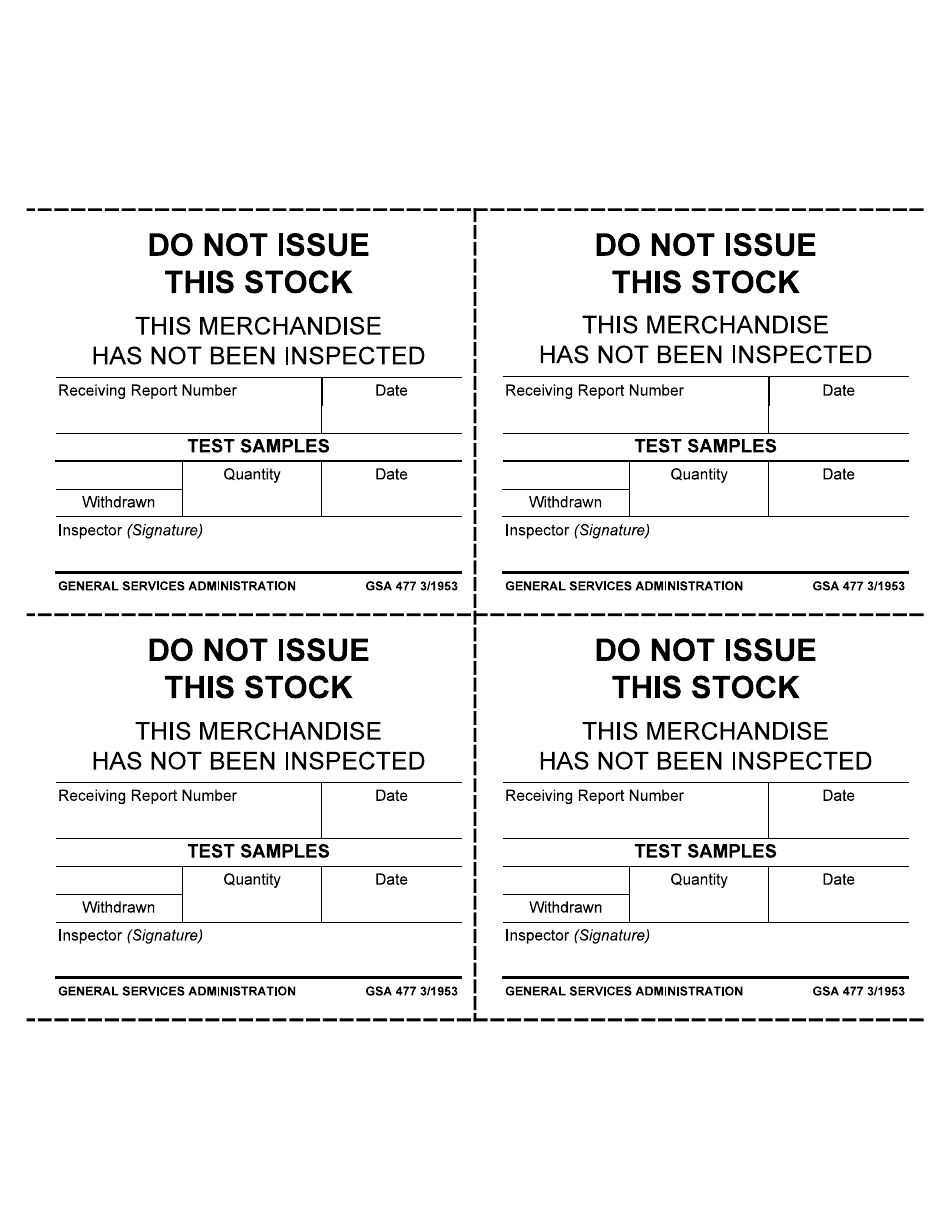 GSA Form 477 Do Not Issue This Stock Merchandise, Page 1
