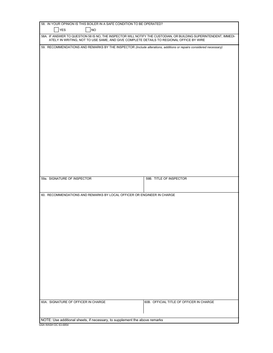 GSA Form 349 Inspection Report of Boiler, Page 4