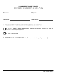 GSA Form 508 Request for Exception to Section 508 Requirement (29 U.s.c. 794d)