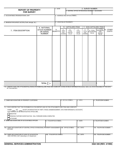 GSA Form 526 Report of Property for Survey
