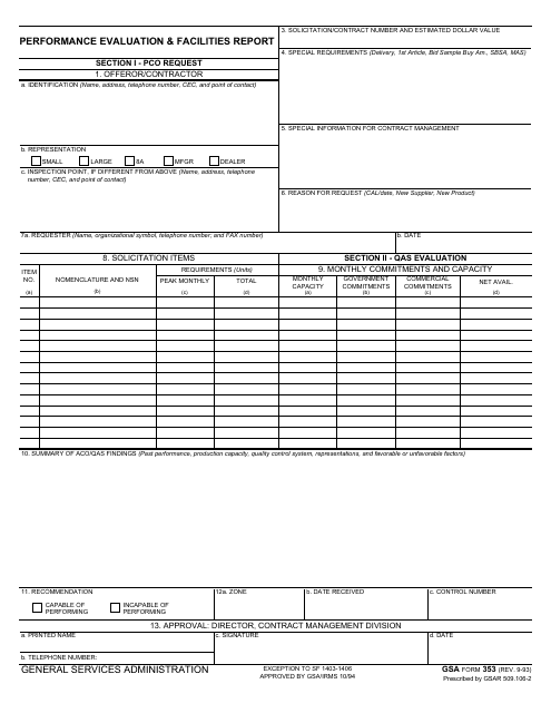 GSA Form 353  Printable Pdf