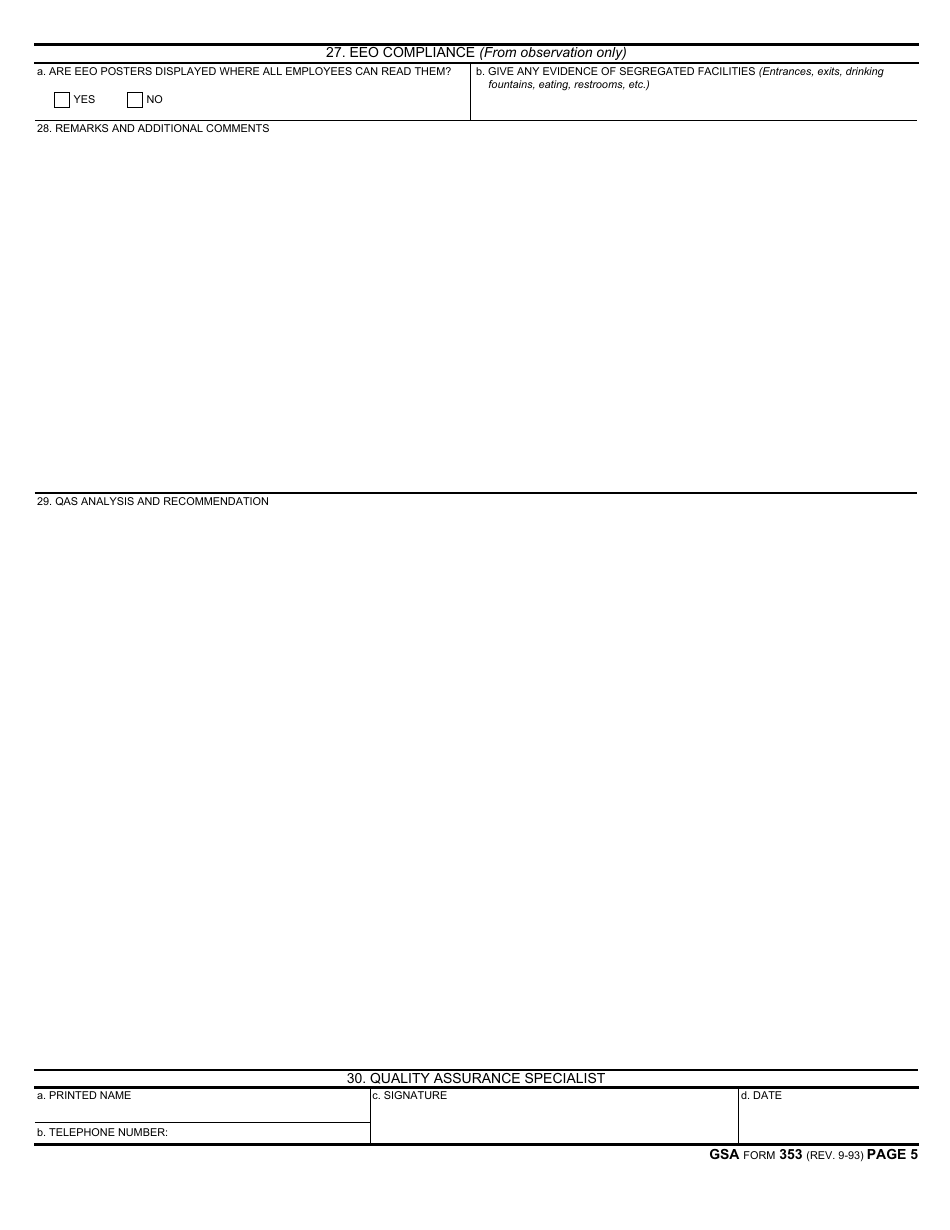 GSA Form 353 Performance Evaluation and Facilities Report, Page 5