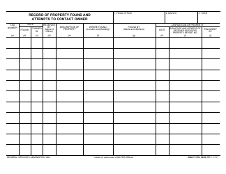 GSA Form 1039 Record of Property Found and Attempts to Contact Owner