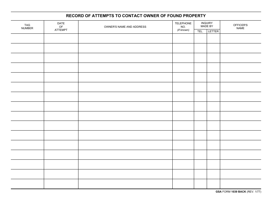 GSA Form 1039 - Fill Out, Sign Online and Download Fillable PDF ...