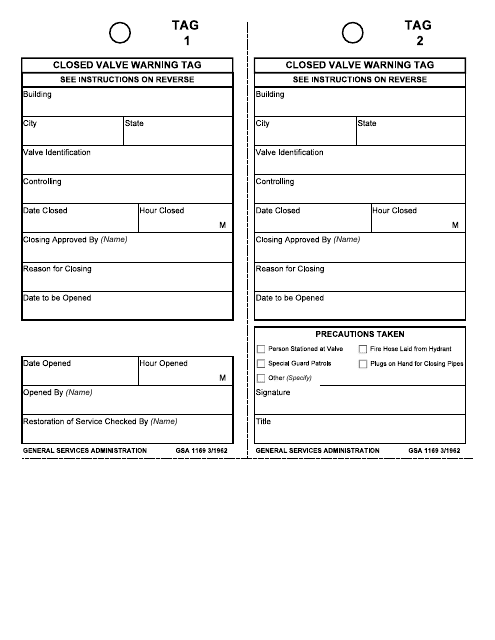 GSA Form 1169  Printable Pdf