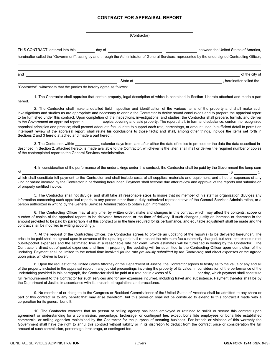 GSA Form 1241 Fill Out Sign Online and Download Fillable PDF GSA Form 1241 Fill Out Sign Online and Download Fillable PDF