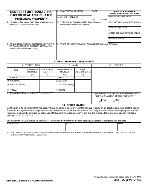 GSA Form 1334  Printable Pdf