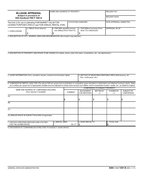 GSA Form 1241-E  Printable Pdf