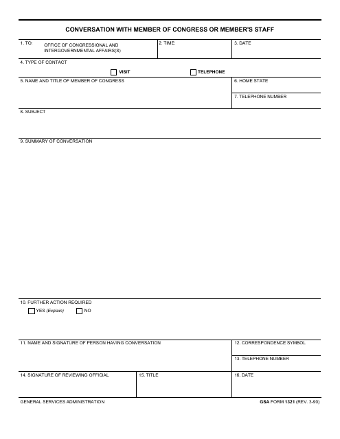 GSA Form 1321  Printable Pdf