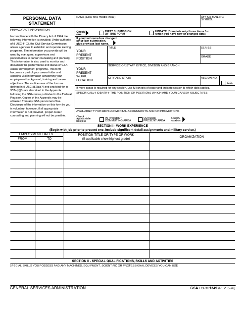 GSA Form 1349  Printable Pdf