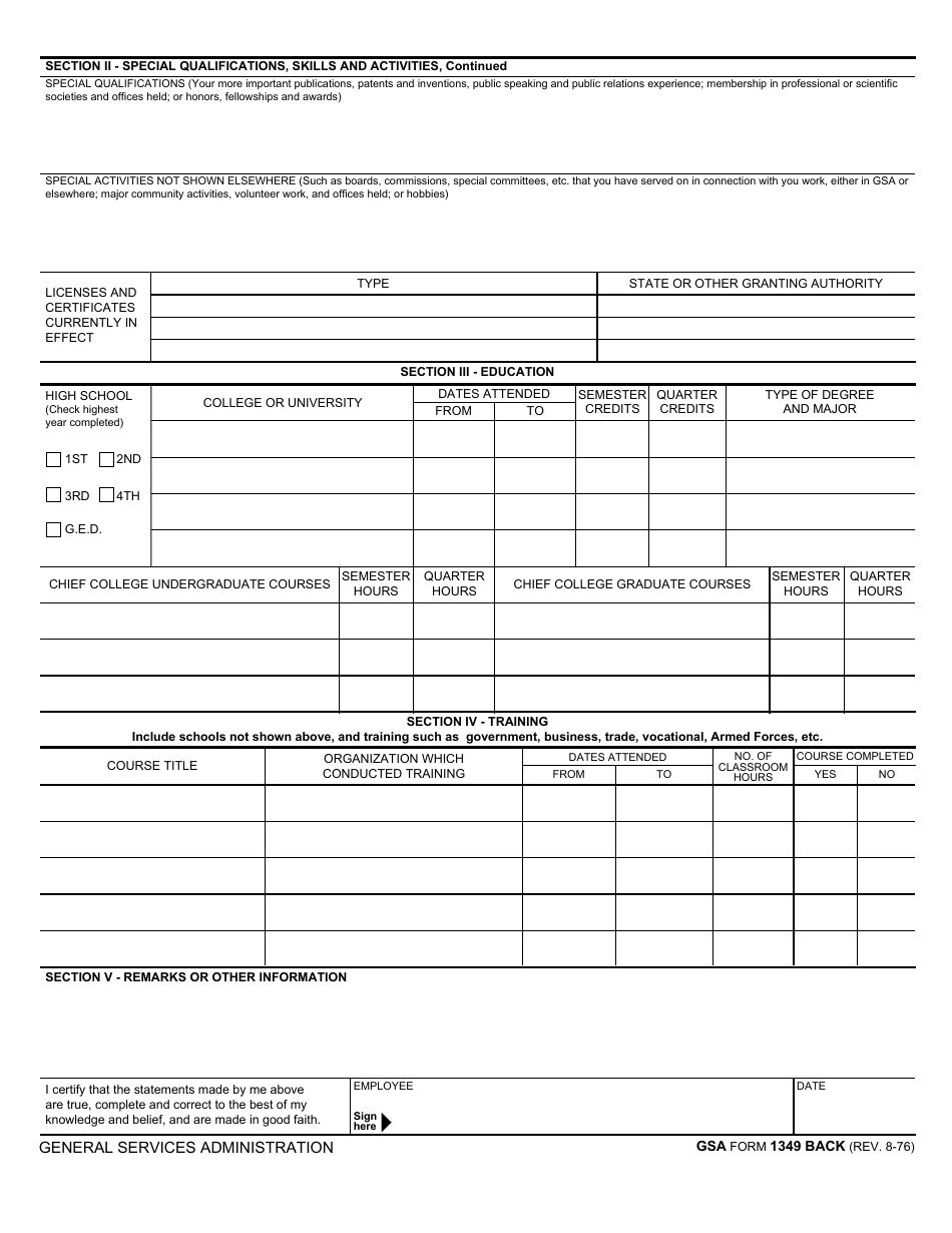 GSA Form 1349 - Fill Out, Sign Online and Download Fillable PDF ...