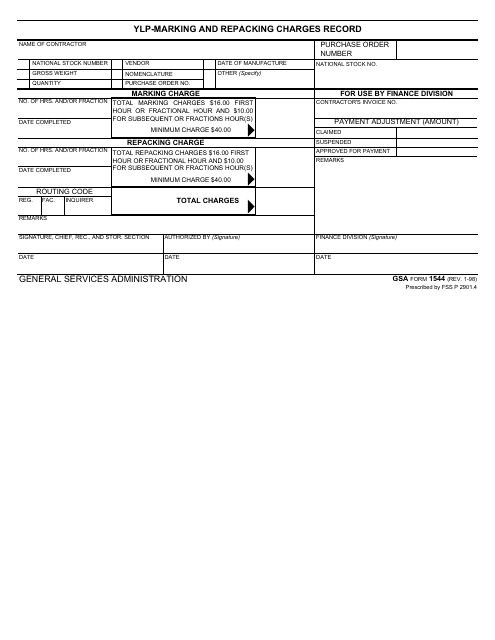 GSA Form 1544  Printable Pdf