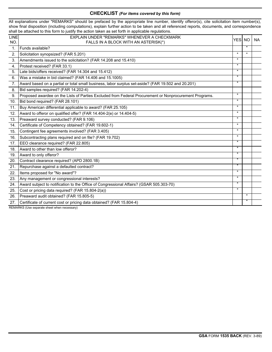 Gsa Form 1535 - Fill Out, Sign Online And Download Fillable Pdf 