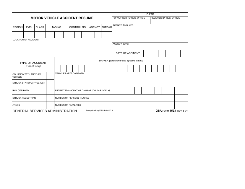 GSA Form 1593  Printable Pdf