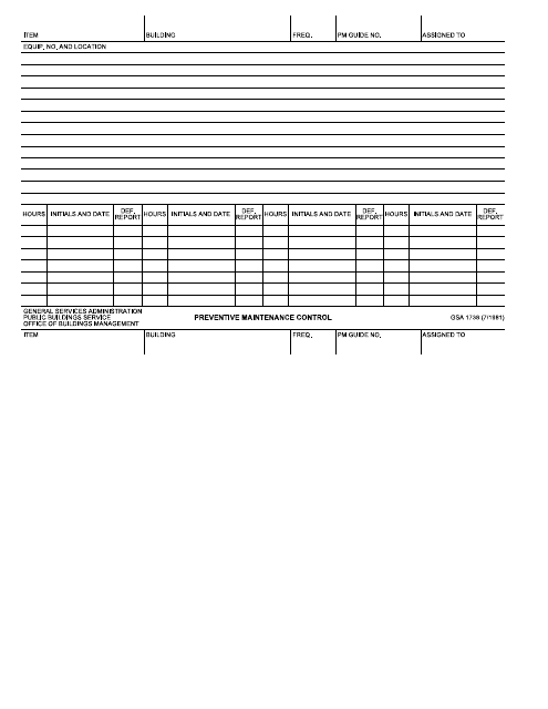 GSA Form 1738  Printable Pdf