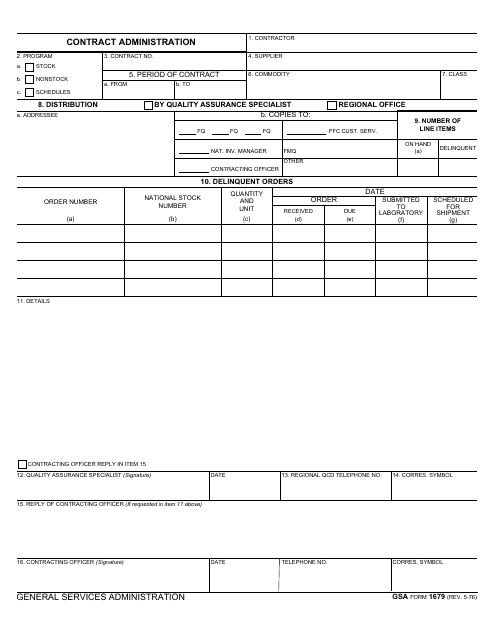 GSA Form 1679 Download Fillable PDF or Fill Online Contract ...