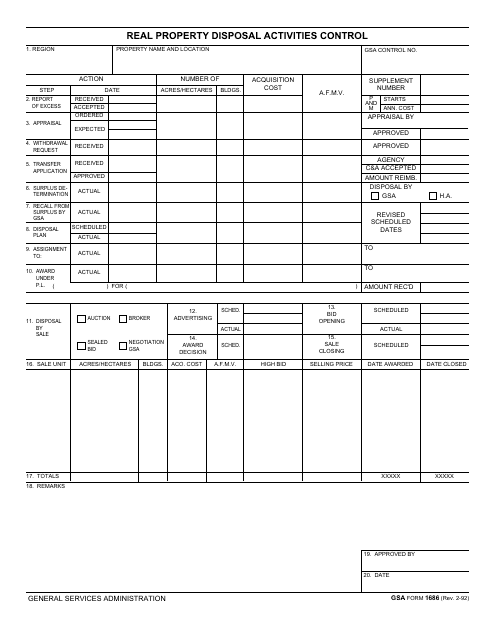 GSA Form 1686  Printable Pdf