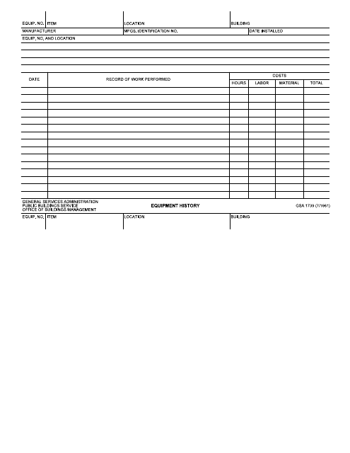 GSA Form 1739  Printable Pdf