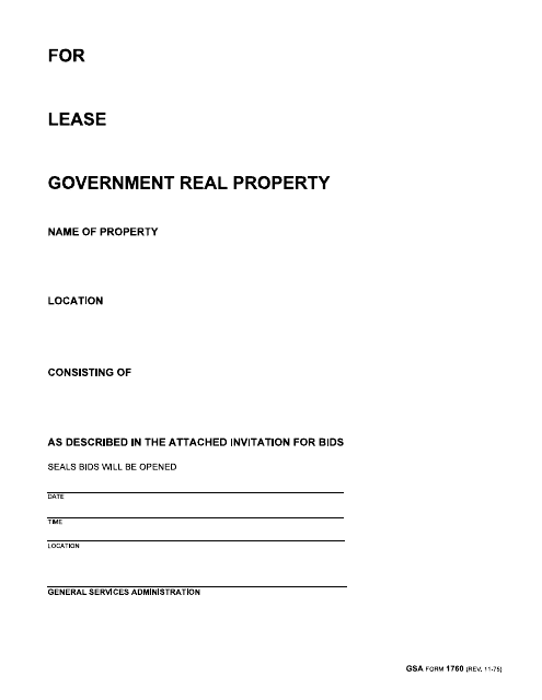 GSA Form 1760 For Lease - Government Real Property