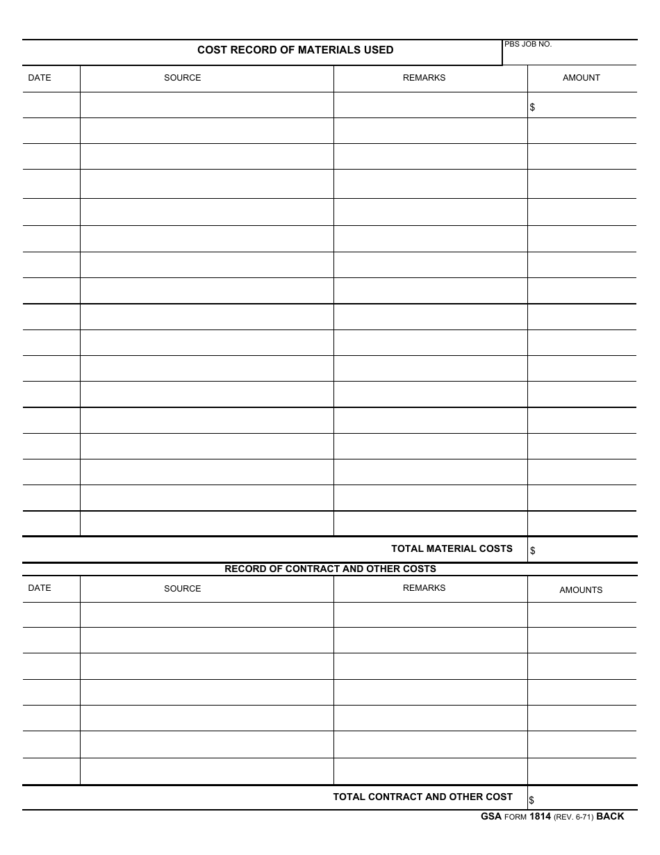 GSA Form 1814 - Fill Out, Sign Online and Download Fillable PDF ...