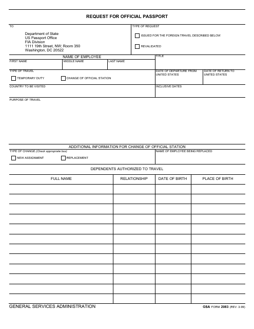 GSA Form 2083  Printable Pdf