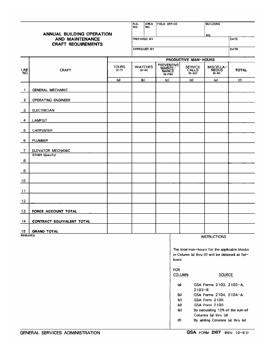 GSA Form 2107 - Fill Out, Sign Online and Download Printable PDF ...